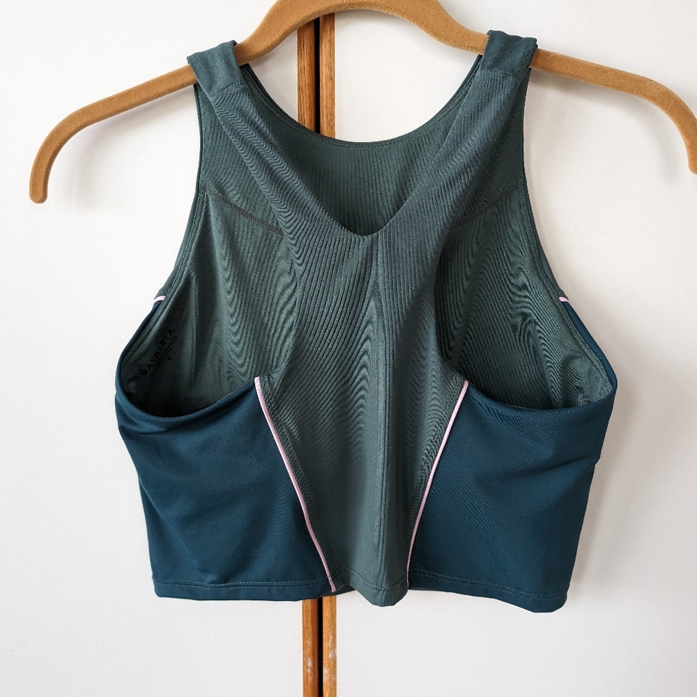 Athleta Colorblock Crop Bikini Top A-C size S Green